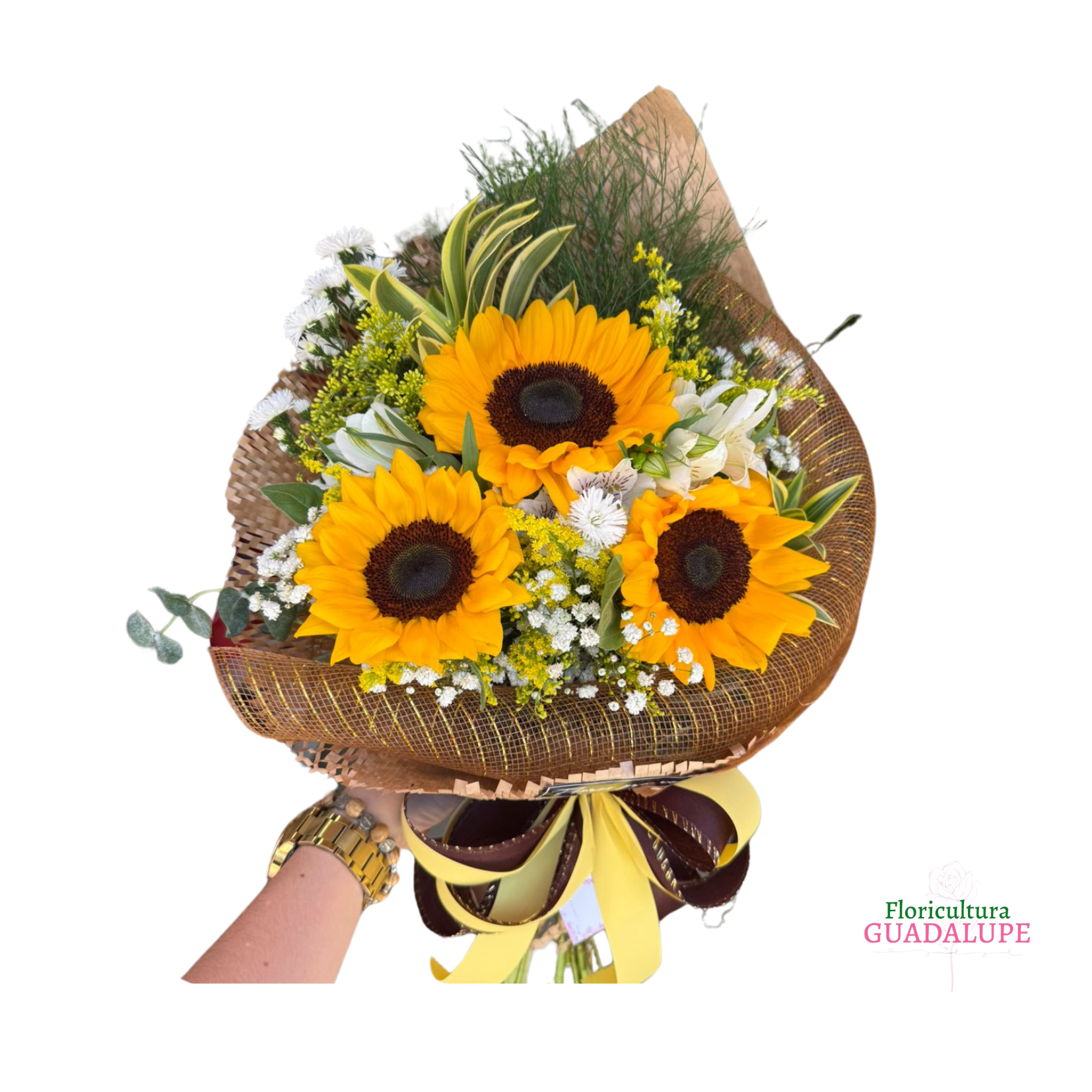 Buqu� de 3 Girass�is - Desconstru�do